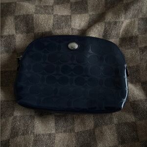 Coach Navy Blue Monogram Pouch